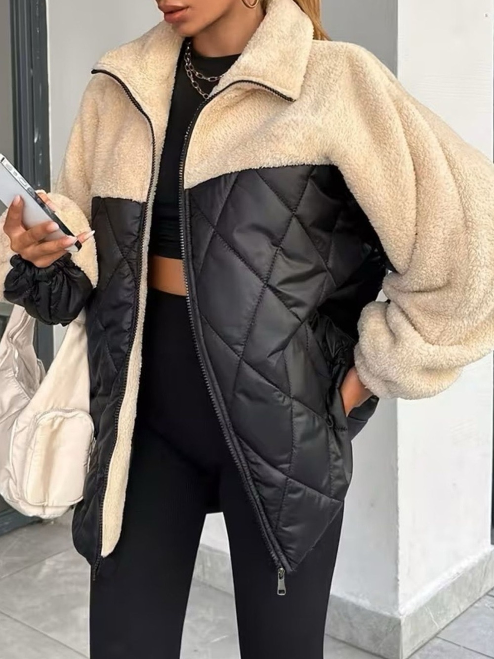 Color-Block Sherpa and Quilted Puffer Outerwear